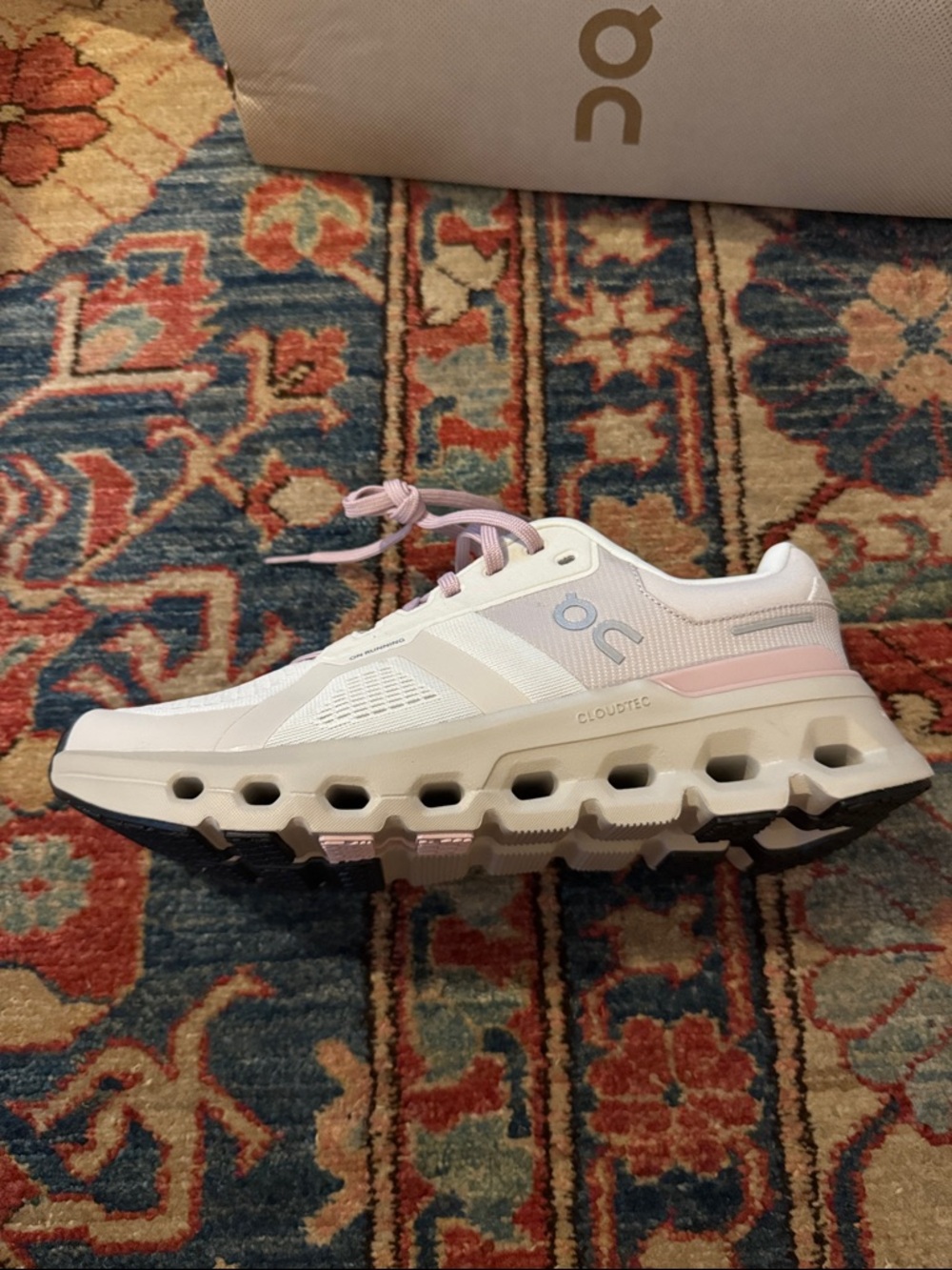 On Running Cloudrunner 2 Women's White with Light Pink Accent Sneakers - Picture 3 of 7
